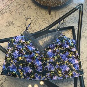 La SENZA Pink and Black Label Dark Green an purple cropped camisole XL